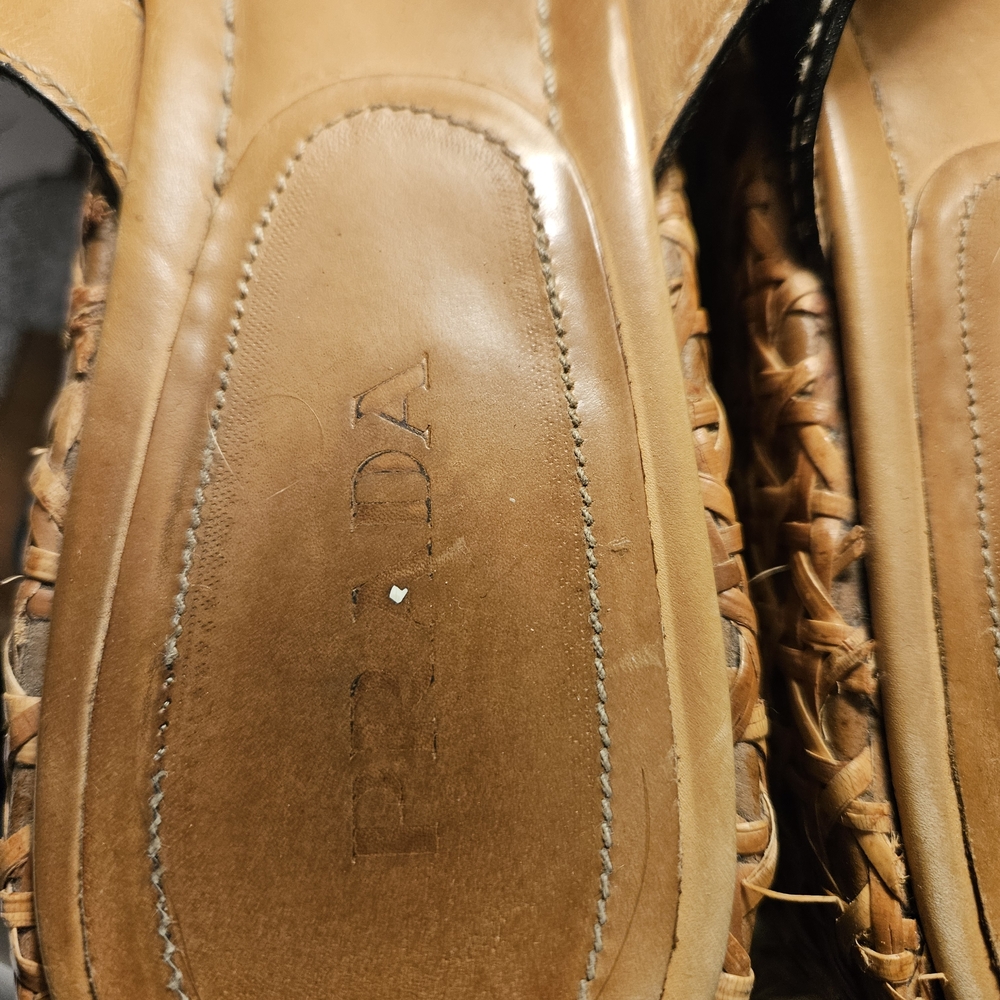 Prada Brown Woven Espadrille Sandals - Picture 8 of 10
